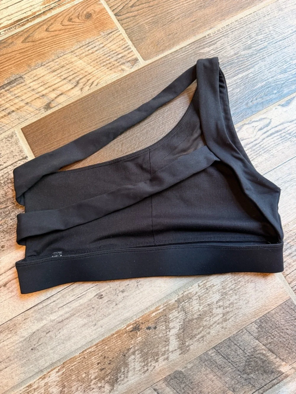 Asymmetric One-Shoulder Black Sports Bra